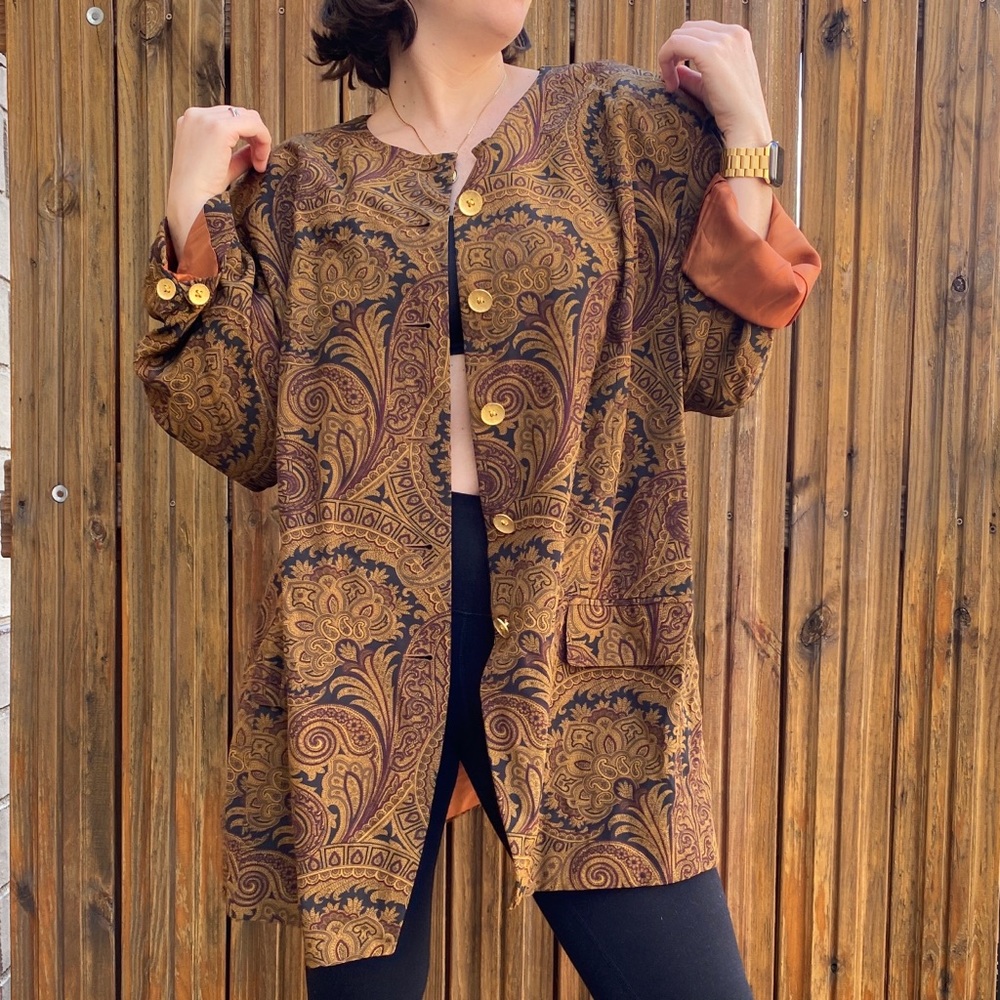 Vintage Jones NY Paisley Silk Blazer XXL-XXXL - Picture 3 of 4